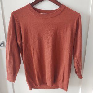 Modcloth Charter School Rust Crop Sleeve Sweater